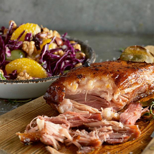 PORK CONFIT WITH RED CABBAGE AND ORANGE SALAD – DukesHill