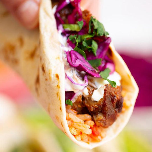 BEEF BARBACOA BRISKET TACOS WITH ARROZ ROJO AND PICKLED RED CABBAGE - DukesHill