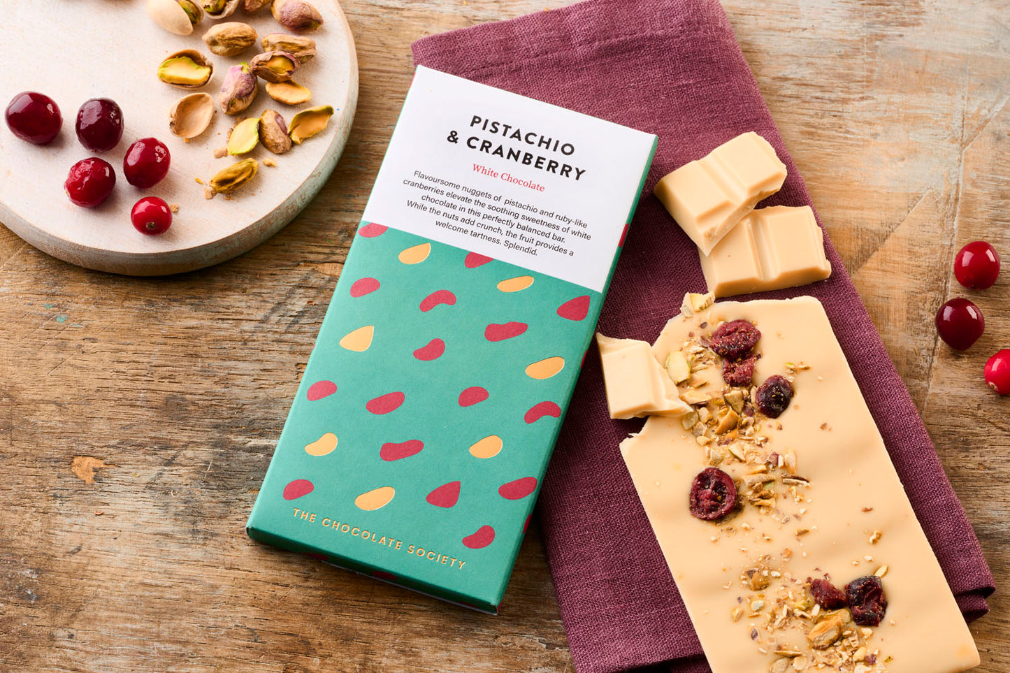 Pistachio & Cranberry White Chocolate Bar