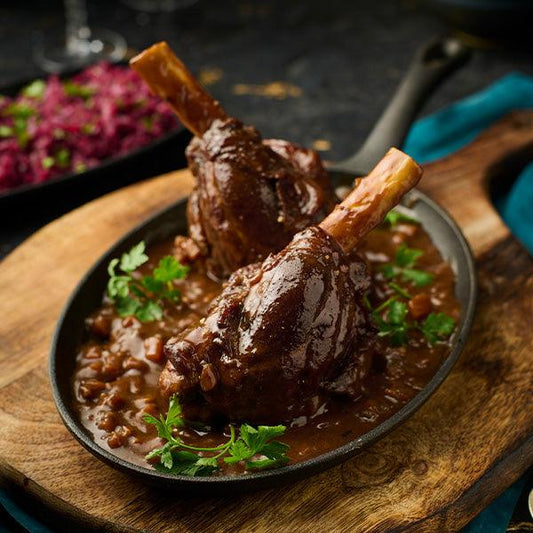 LAMB SHANKS WITH RED CABBAGE & COLCANNON MASH - DukesHill