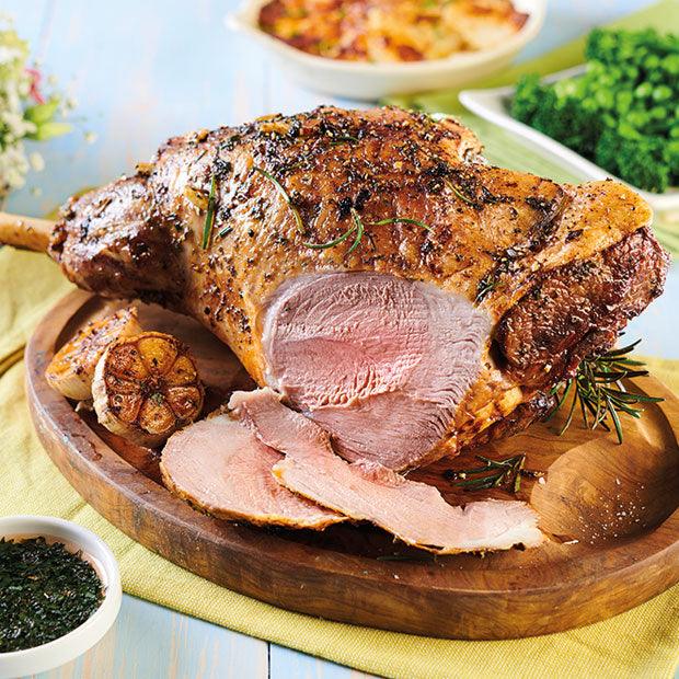 ROAST LEG OF LAMB WITH CREAMY DAUPHINOISE & MINT SAUCE - DukesHill