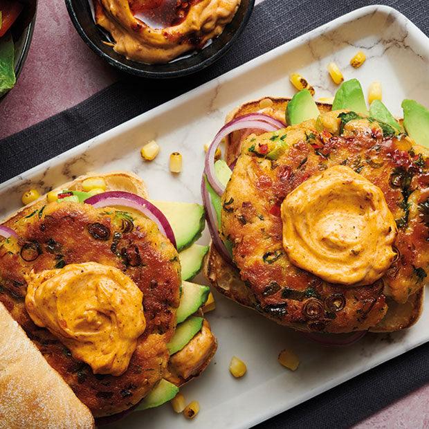 SALMON & HARISSA BURGER - DukesHill
