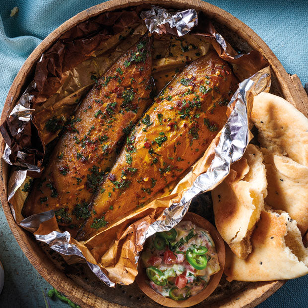 Spiced Mackerel with an Avocado & Tomato Raita