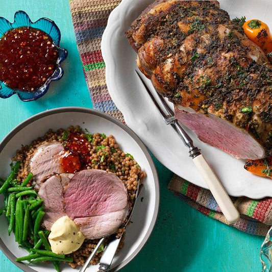 NORTH AFRICAN ROAST LEG OF LAMB WITH GIANT COUSCOUS - DukesHill