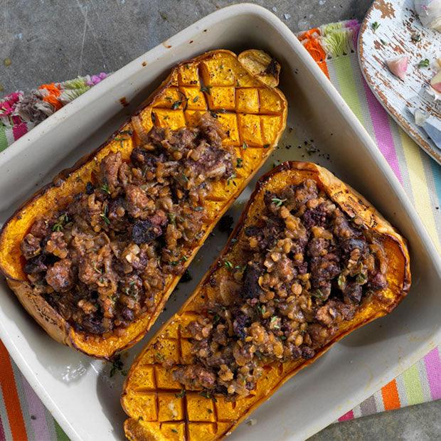 SQUASH STUFFED WITH SAUSAGE & BLACK PUDDING - DukesHill