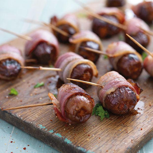 BACON-WRAPPED DATES STUFFED WITH CHORIZO AND BLUE CHEESE - DukesHill