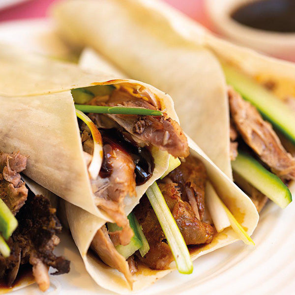 SHREDDED CHINESE DUCK PANCAKES WITH HOISIN SAUCE