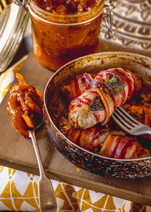 pigs in blankets with pickled orange glaze