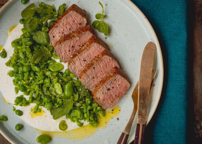 Lamb Fillets With Whipped Feta & Crushed Peas