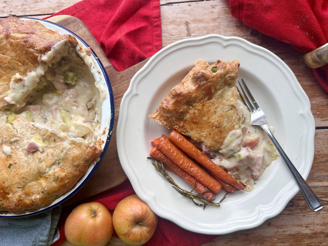 Dom In The Kitchen - Christmas Ham, Apple & Fennel Pie with a Creamy Stilton Sauce - DukesHill