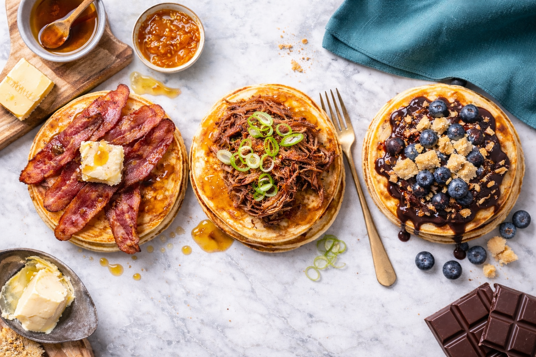 Gourmet Pancake Stacks with Indulgent Toppings - DukesHill