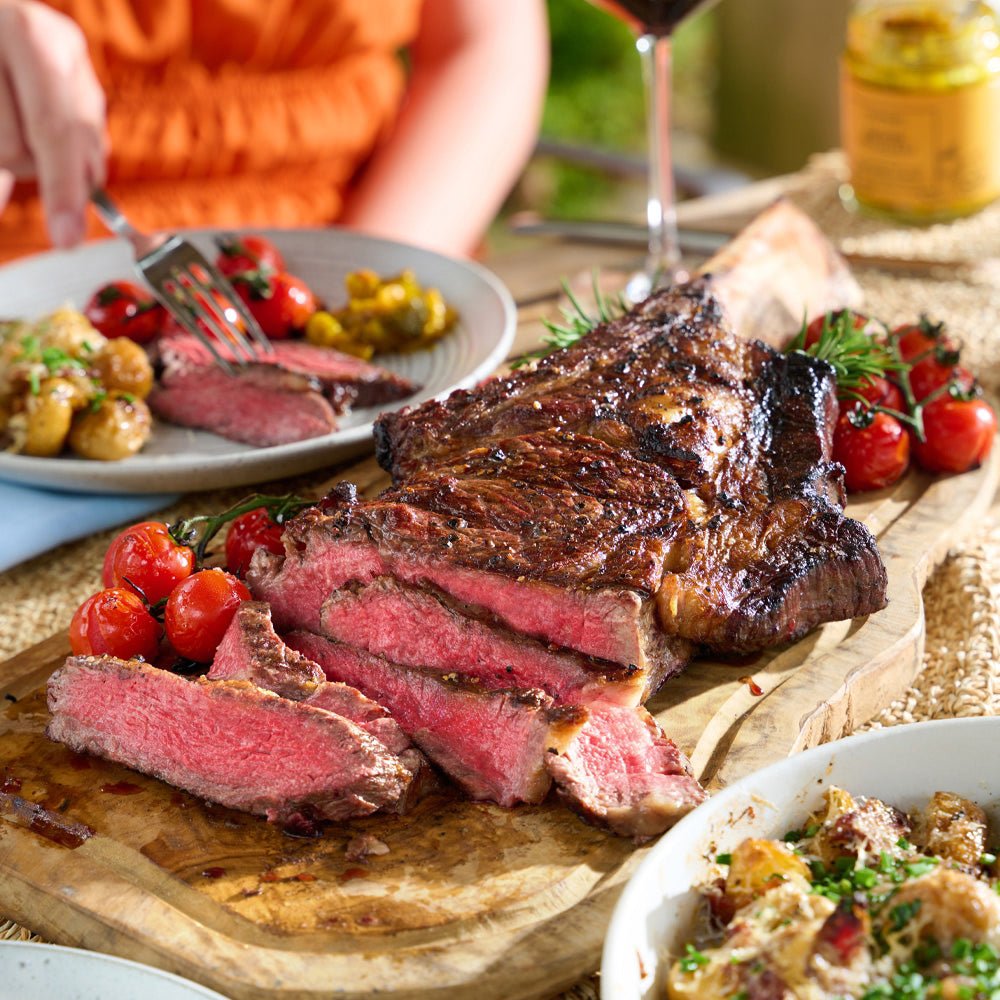 Garlic Butter BBQ Tomahawk Steak with Loaded Crushed Rosemary Potatoes & Proper Piccalilli - DukesHill