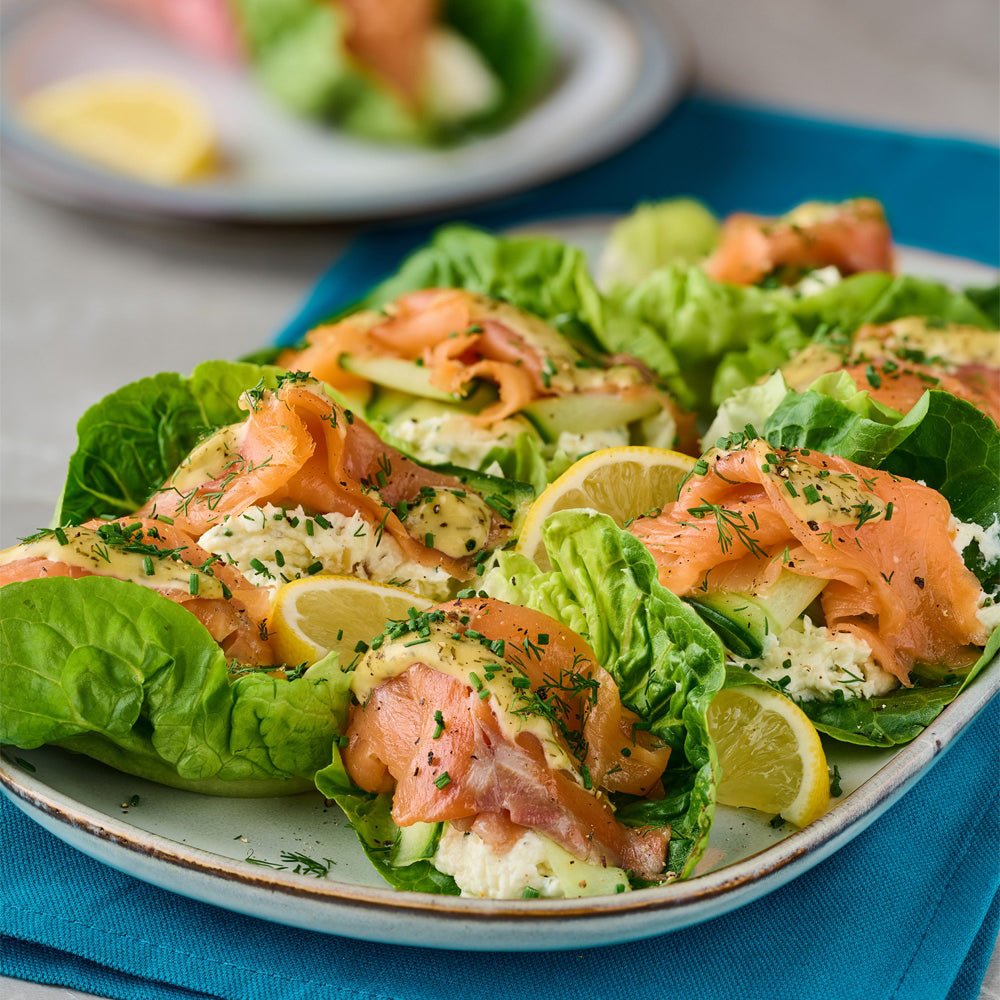Smoked Salmon, Whipped Ragstone & Pickled Shallot Lettuce Wraps - DukesHill