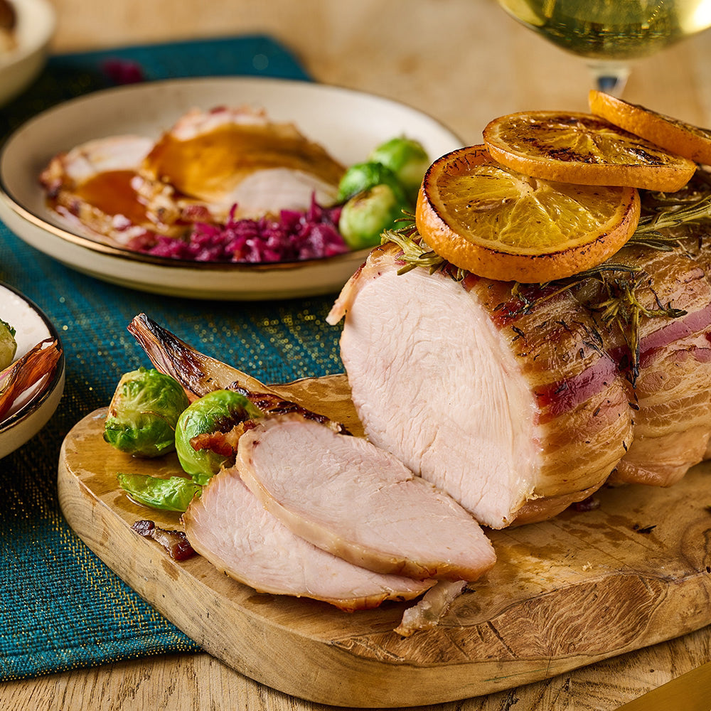 Bacon-Wrapped Free Range Turkey Breast with Orange & Herbs 1.5kg