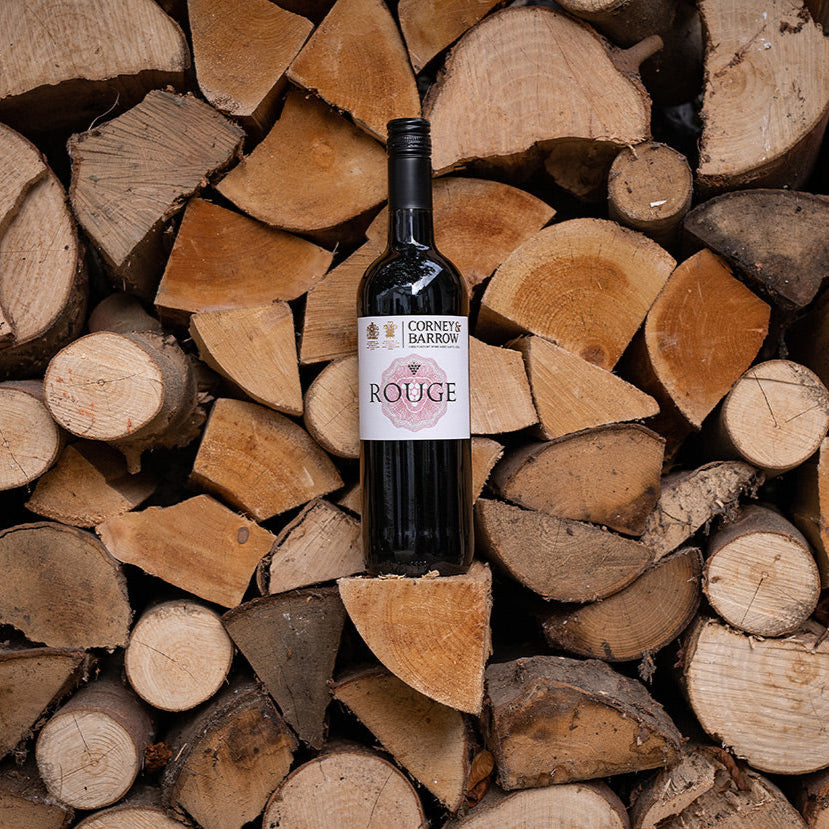 Corney and Barrow Rouge Vin de France 2023 Lifestyle with Wood