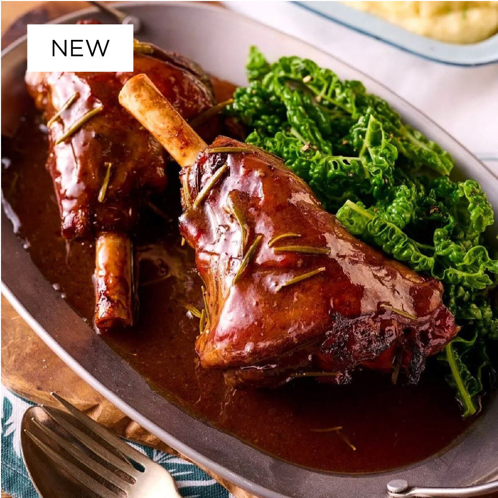 Slow-Cooked Lamb Shanks with Rosemary & Redcurrant Jus
