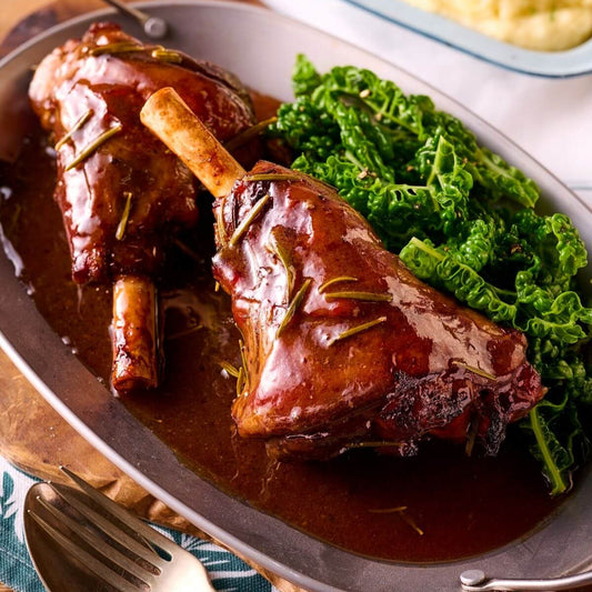 Slow-Cooked Lamb Shanks with Rosemary & Redcurrant Jus