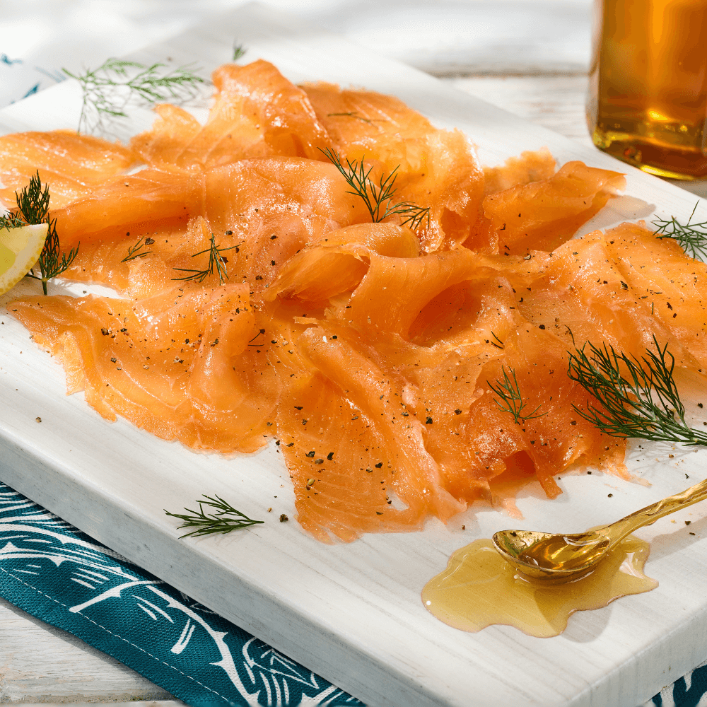 Manuka Honey Sliced Smoked Salmon - DukesHill