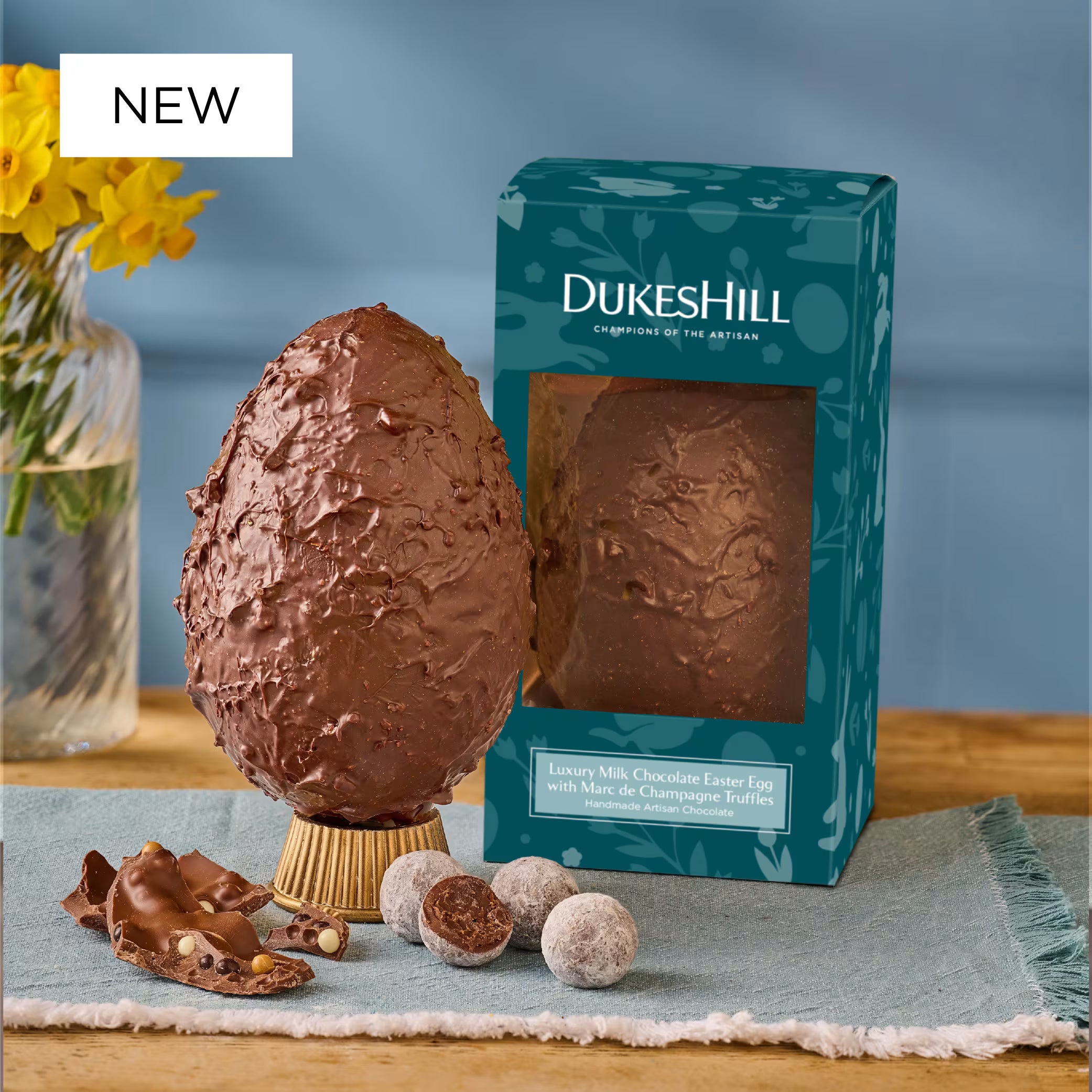 Milk Chocolate Easter Egg with Marc de Champagne Truffles