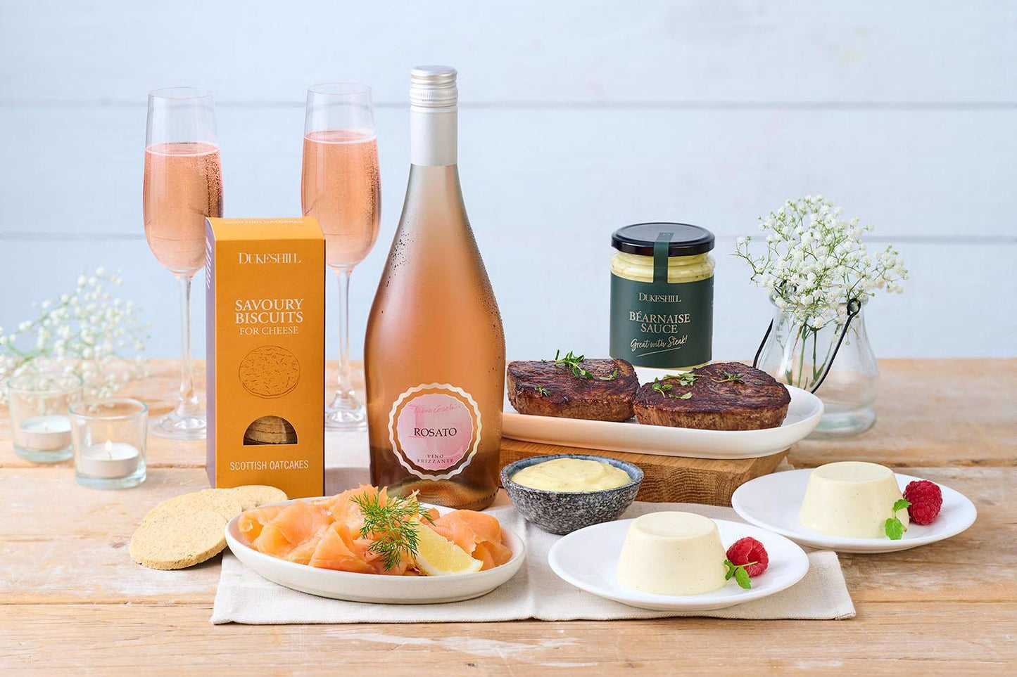 Dine In Fillet Steak, Panna Cotta & Rose Frizzante - DukesHill