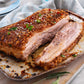 DukesHill British Bone-In Pork Belly cooked, seasoned and plated up. 