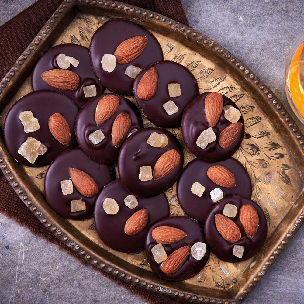 Dark Chocolate, Roasted Almonds & Ginger Mendiants - DukesHill